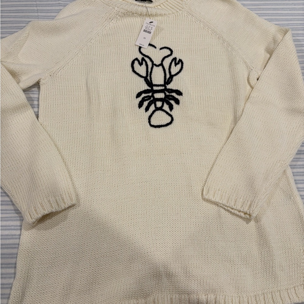 NWT Talbots Cream Sweater w/ Navy Lobster Design